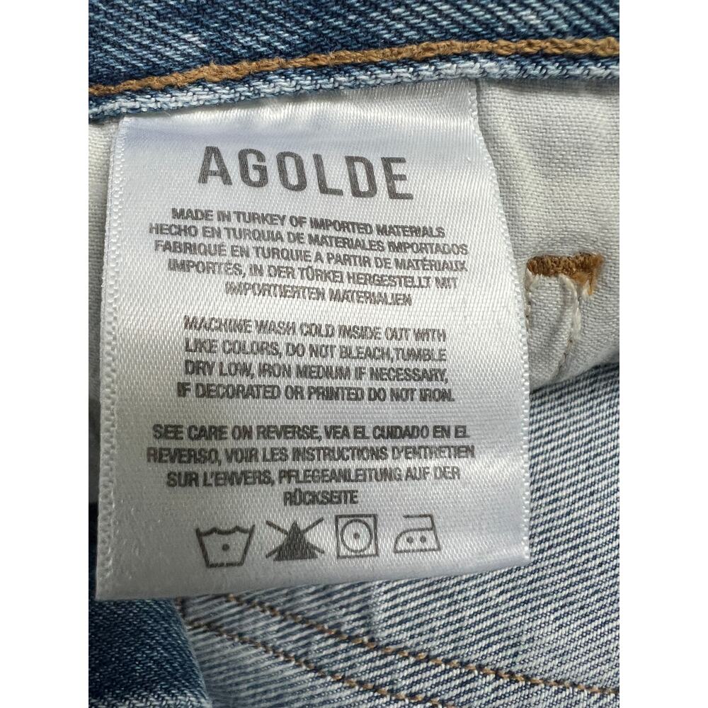 AGOLDE WOMENS 27 COOPER HIGH RISE STRAIGHT TROUSER JEANS COMMAND BLUE NEW - Picture 11 of 14